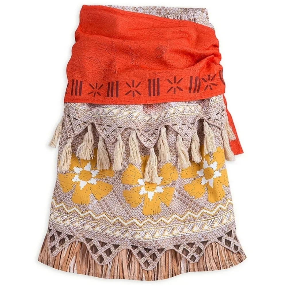Disney MOANA Costume 3pc Sarong Skirt Top Halloween Dress Up Polynesian Play